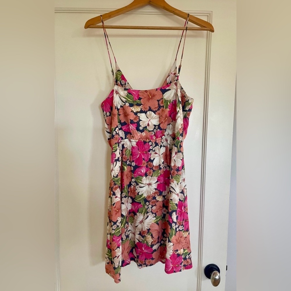 Farm Rio Tropical Hibiscus Floral Spaghetti Strap Mini Dress - Picture 5 of 7